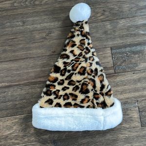 Leopard vintage Santa hat size medium